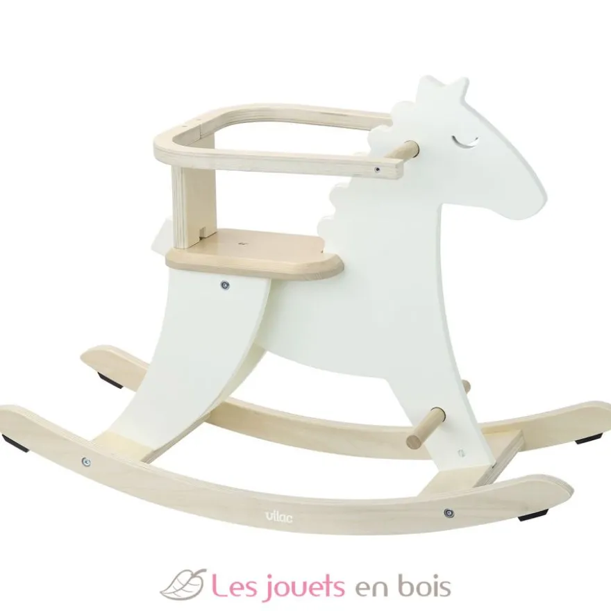 Hudada Cheval à bascule blanc crème avec arceau - Vilac
