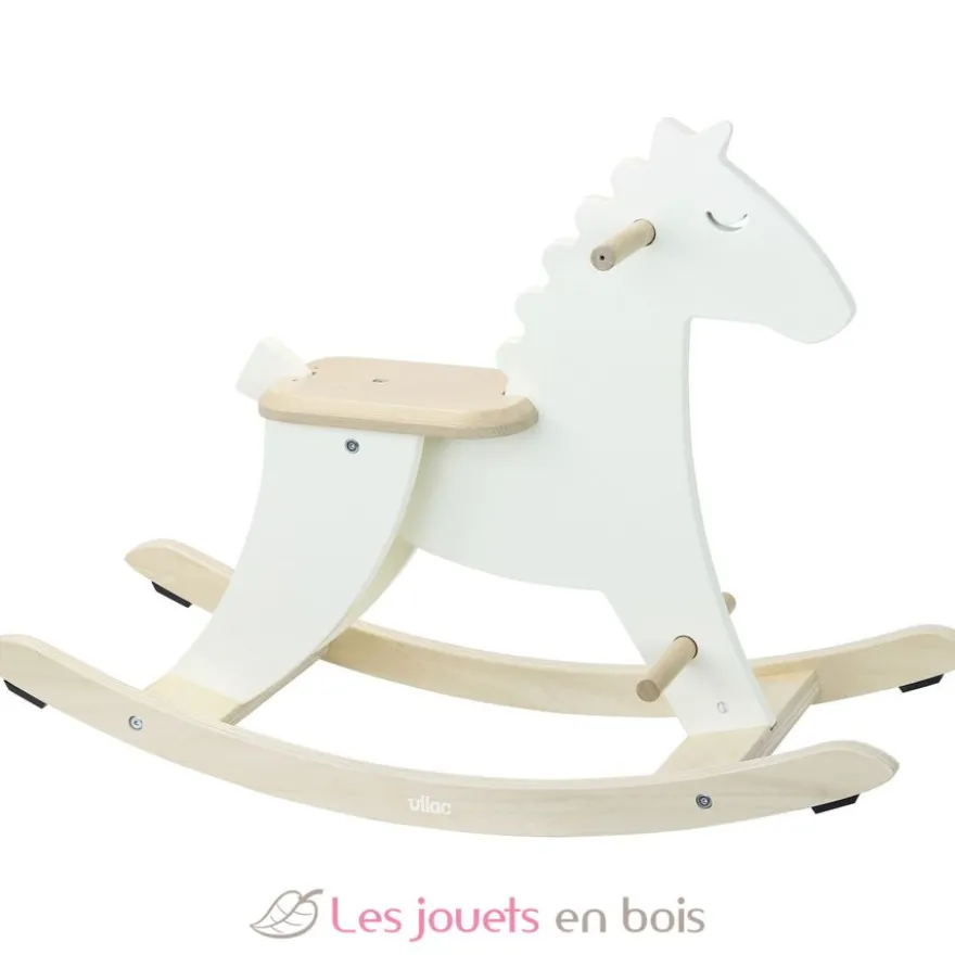 Hudada Cheval à bascule blanc crème avec arceau - Vilac