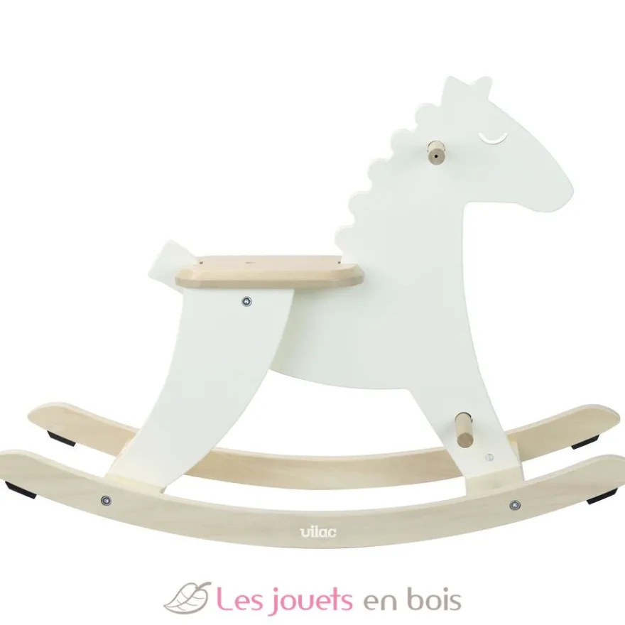 Hudada Cheval à bascule blanc crème avec arceau - Vilac
