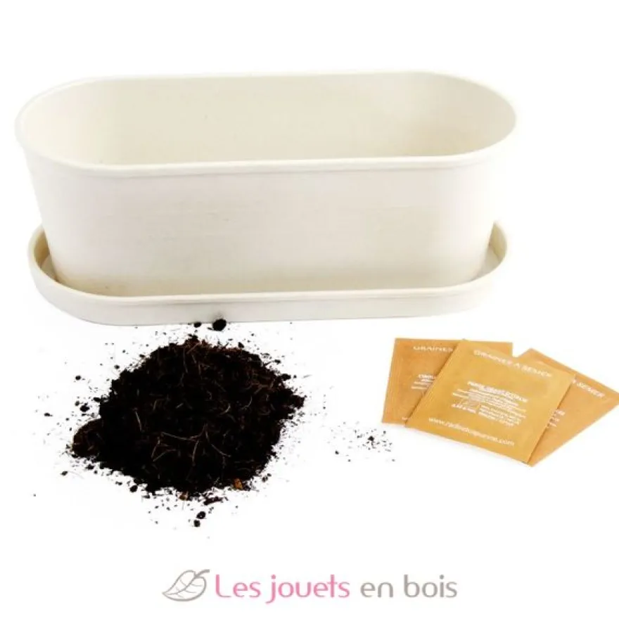 Jardinière en bambou aromates bio - Radis et Capucine