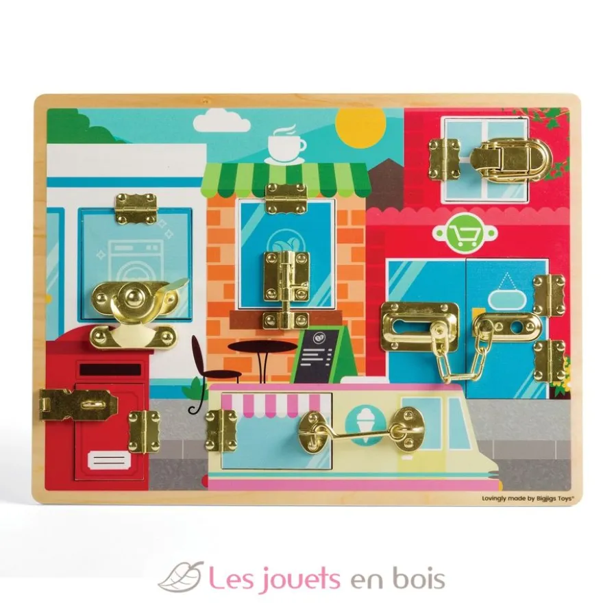 Jeu d'activités loquets et serrures en bois - Bigjigs Toys