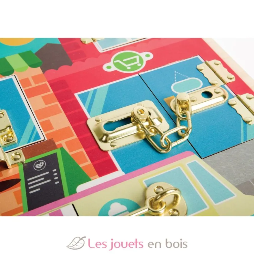 Jeu d'activités loquets et serrures en bois - Bigjigs Toys
