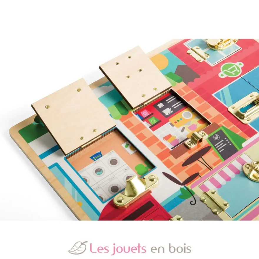 Jeu d'activités loquets et serrures en bois - Bigjigs Toys