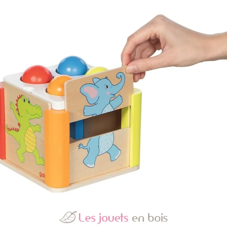 Jeu de maillet arc en ciel en bois - Dès 1 an - Goki