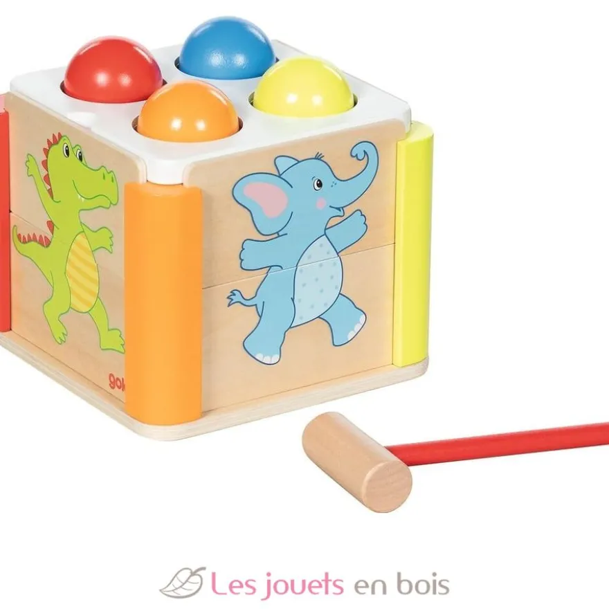 Jeu de maillet arc en ciel en bois - Dès 1 an - Goki