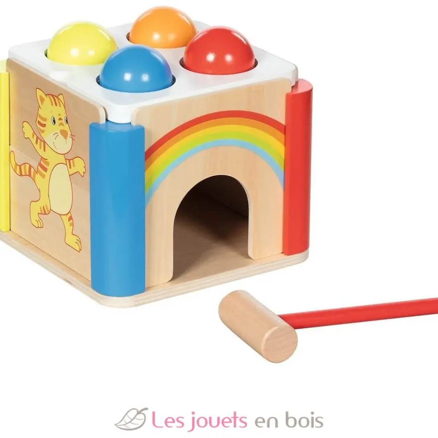 Jeu de maillet arc en ciel en bois - Dès 1 an - Goki