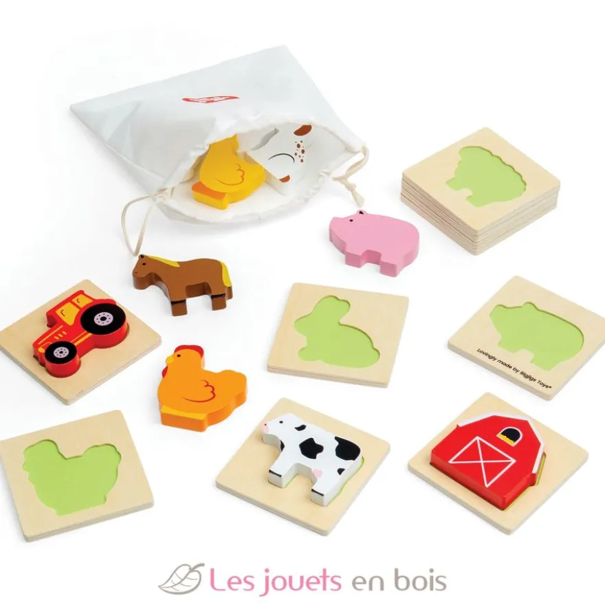 Jeu touche et trouve de la ferme en bois - Bigjigs Toys