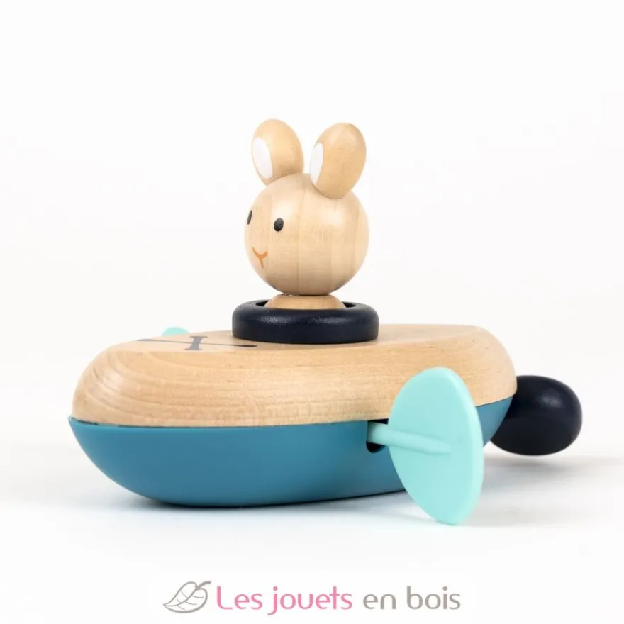 Jouet de bain Canoë Lapin - Bois et plastique - Egmont Toys