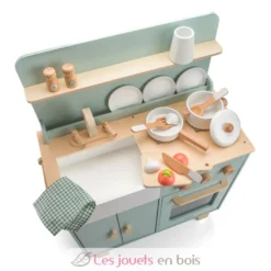 Kitchenette en bois pour enfant vert menthe - New Classic Toys