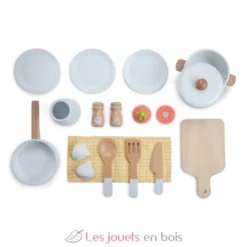 Kitchenette en bois pour enfant gris beige - New Classic Toys