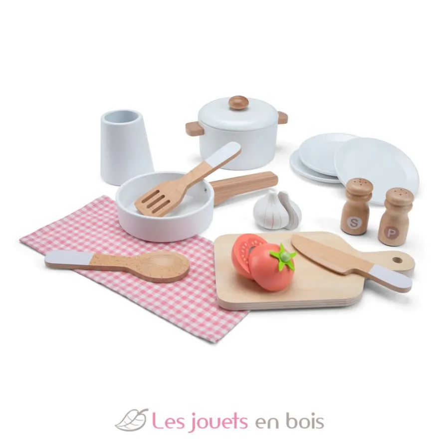 Kitchenette en bois pour enfant rose - New Classic Toys