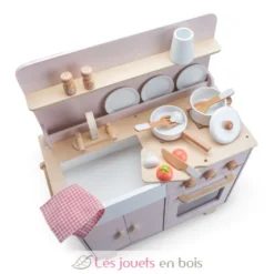 Kitchenette en bois pour enfant rose - New Classic Toys