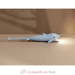Lampe de poche en silicone Dauphin bleu gris - Little L