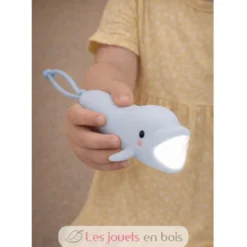 Lampe de poche en silicone Dauphin bleu gris - Little L