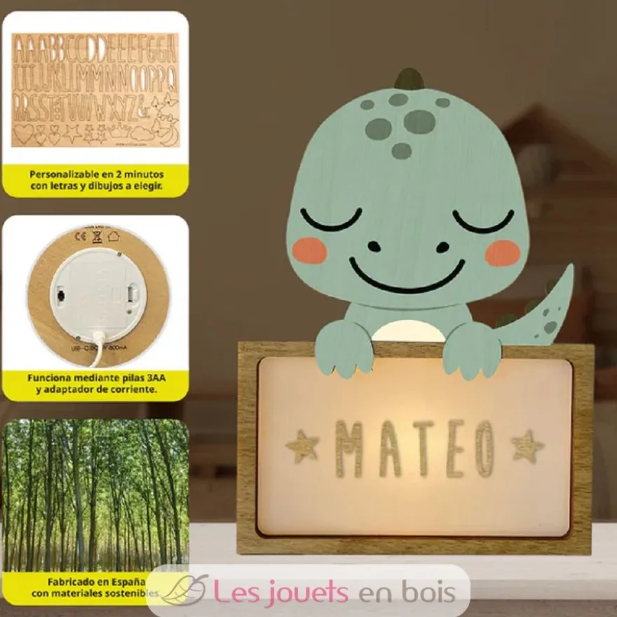 Lampe à poser personnalisable - Dinosaure - Vintiun