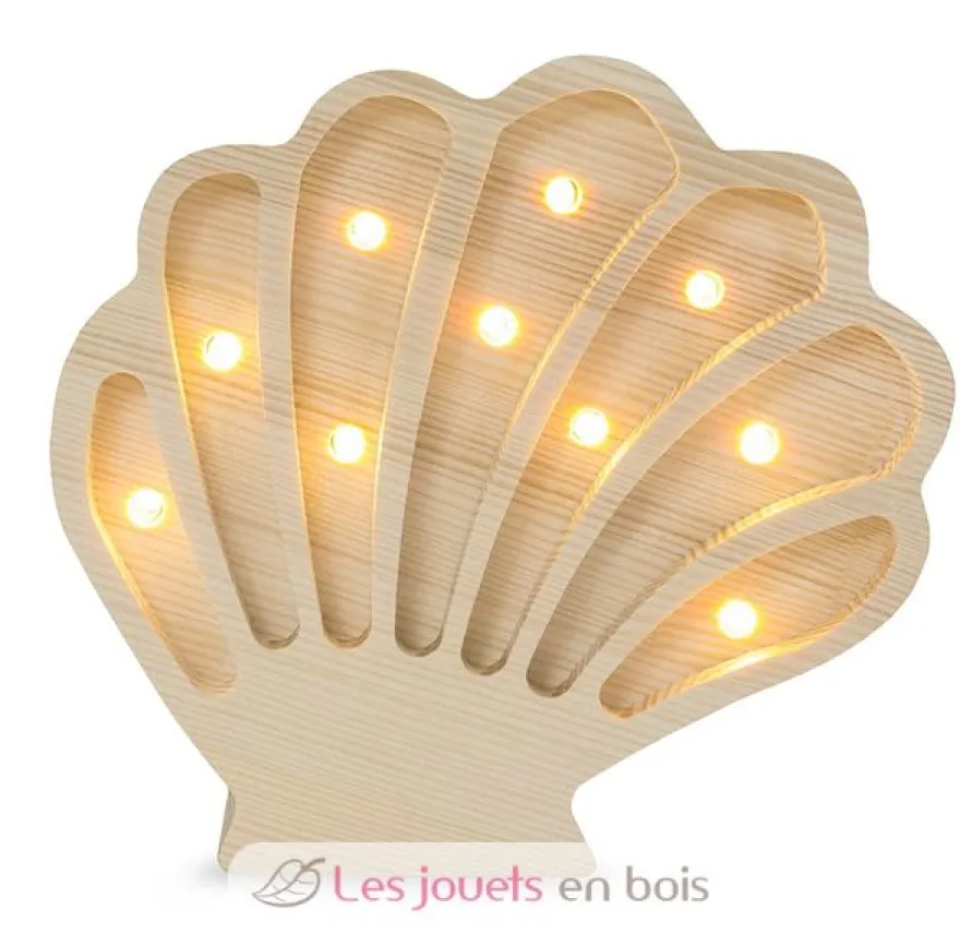 Lampe Veilleuse Coquillage Bois côtier - Little Lights