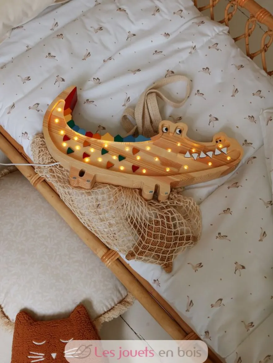 Lampe Veilleuse Crocodile bois naturel - Little Lights