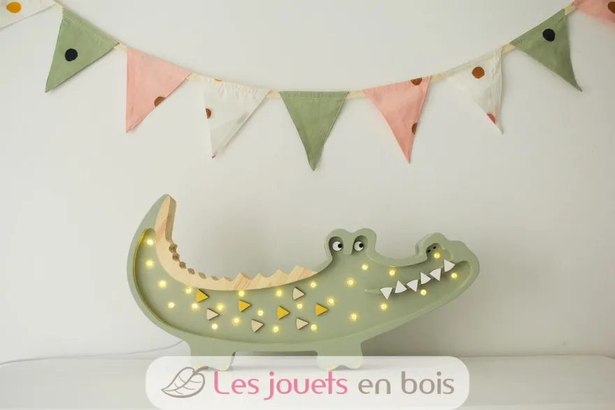 Lampe Veilleuse Crocodile Kaki pastel - Little Lights