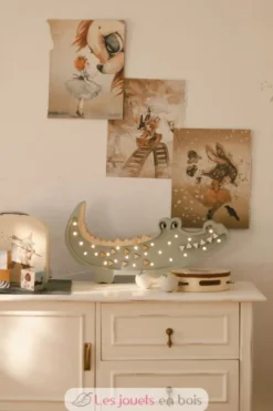 Lampe Veilleuse Crocodile Kaki pastel - Little Lights