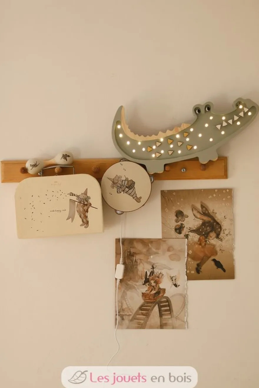 Lampe Veilleuse Crocodile Kaki pastel - Little Lights