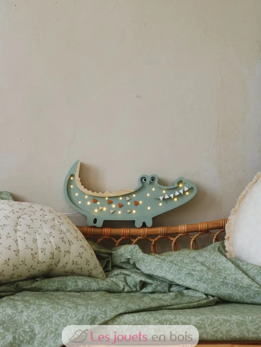 Lampe Veilleuse Crocodile Kaki pastel - Little Lights
