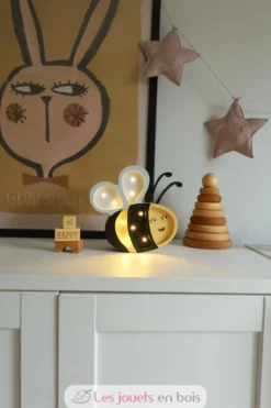 Lampe veilleuse en bois abeille jaune - Little Light