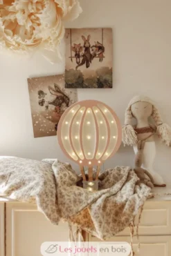 Lampe Veilleuse Montgolfière rose poudré - Little Lights