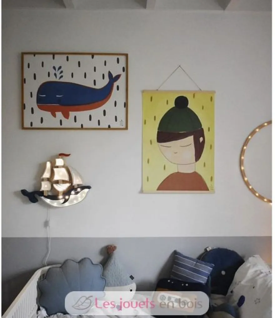 Lampe Veilleuse Navire bleu navy - Little Lights