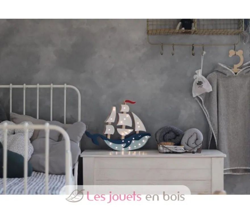 Lampe Veilleuse Navire bleu navy - Little Lights