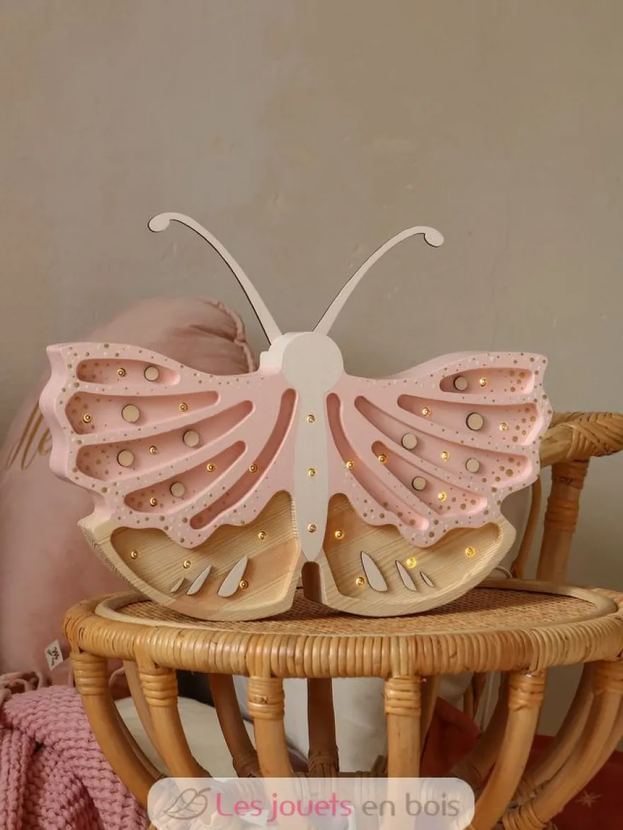 Lampe Veilleuse Papillon fraise crème - Little Lights