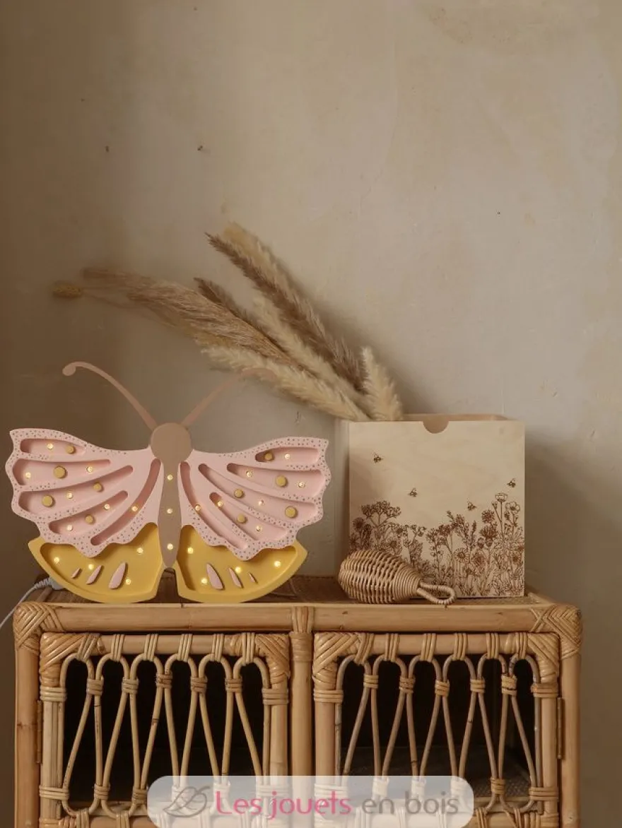 Lampe Veilleuse Papillon miel rose - Little Lights