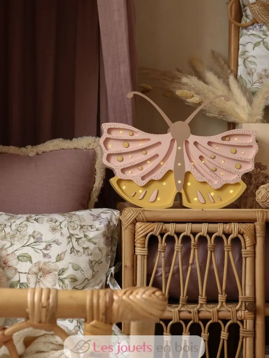 Lampe Veilleuse Papillon miel rose - Little Lights