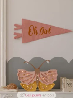 Lampe Veilleuse Papillon miel rose - Little Lights