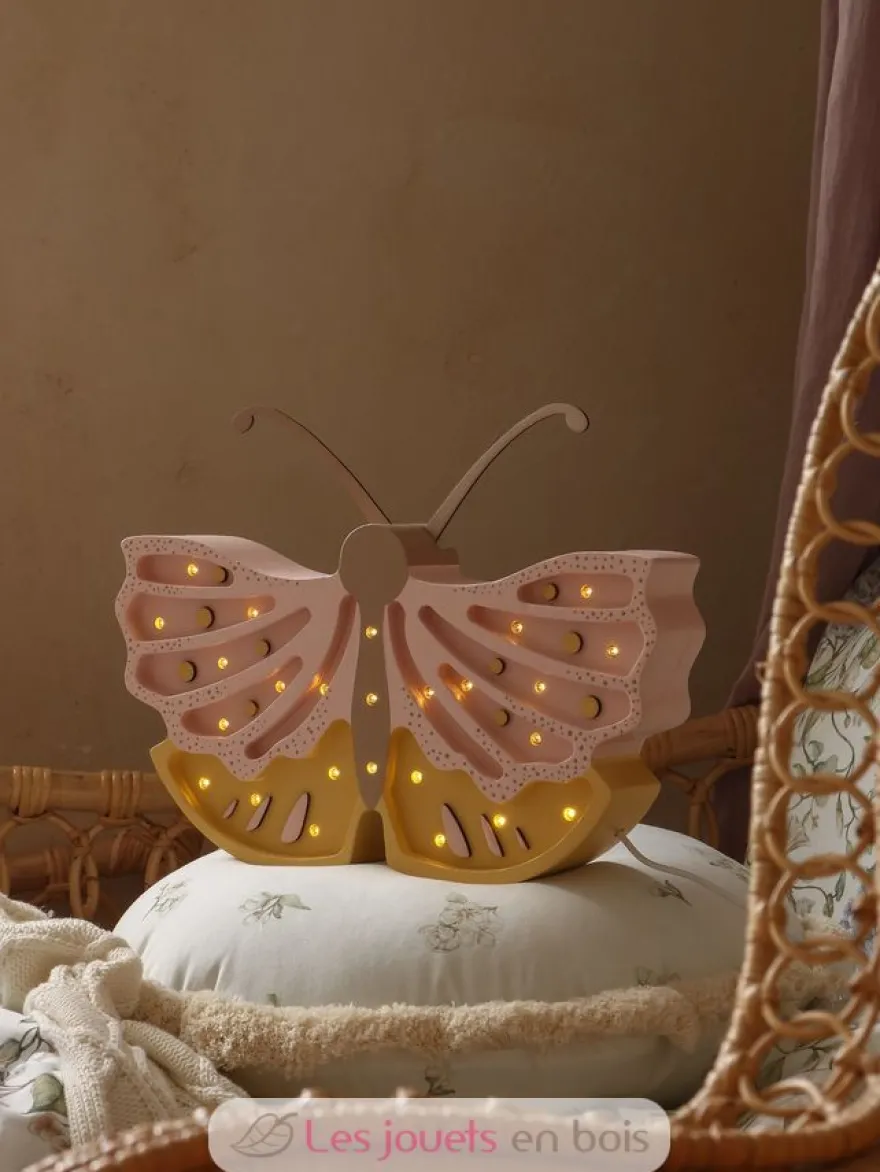 Lampe Veilleuse Papillon miel rose - Little Lights