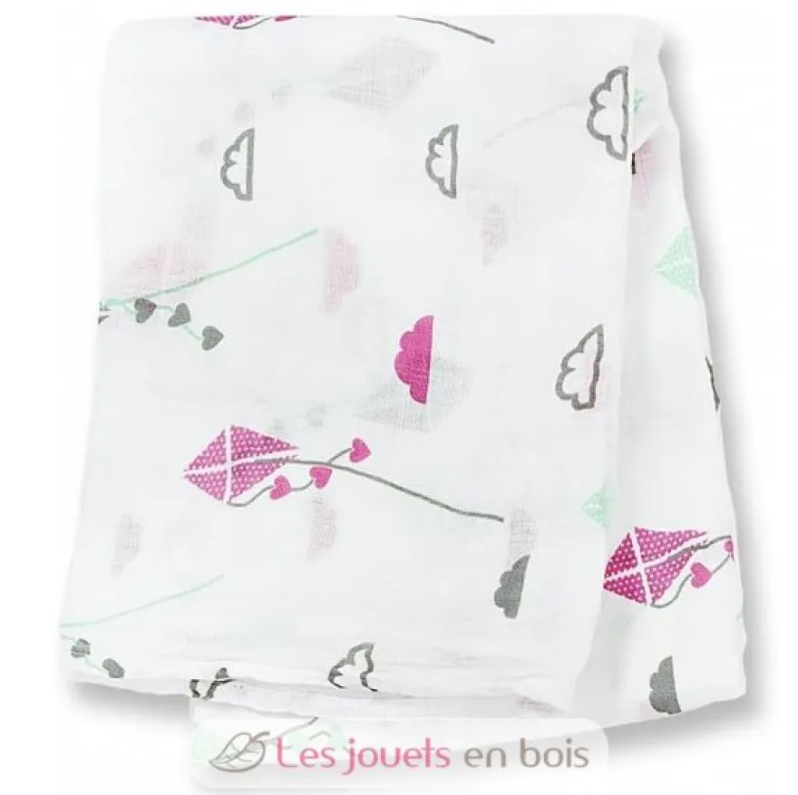 Lange en bambou - Cerf-volant rose - Lulujo