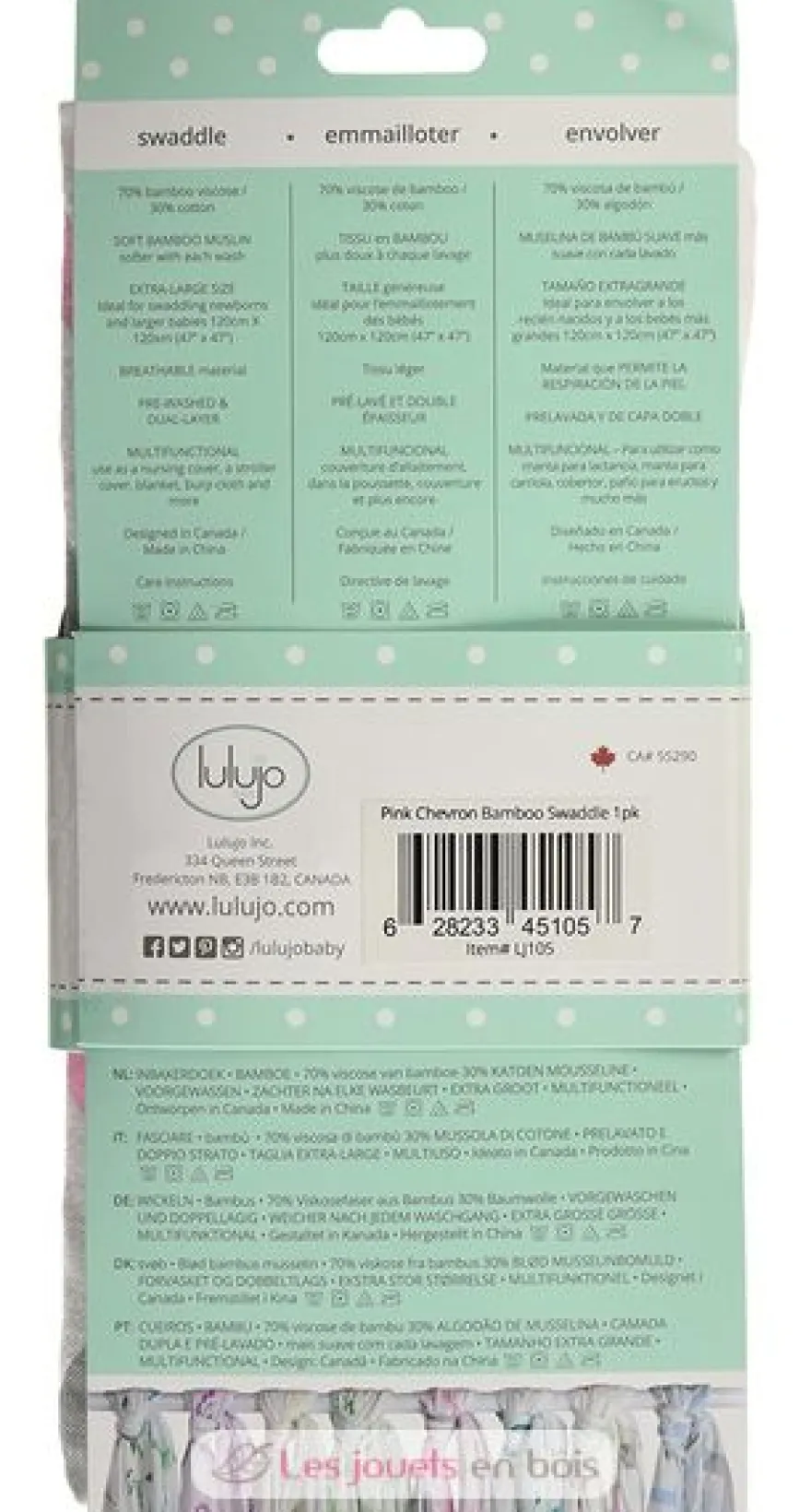 Lange en bambou - Chevron rose - Lulujo