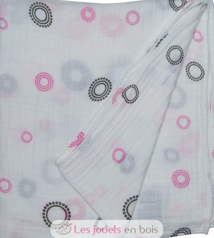 Lange mousseline - Cercles roses - Lulujo