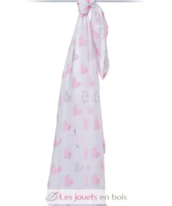 Lange mousseline - Coeurs roses - Lulujo