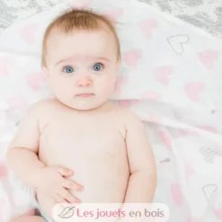 Lange mousseline - Coeurs roses - Lulujo