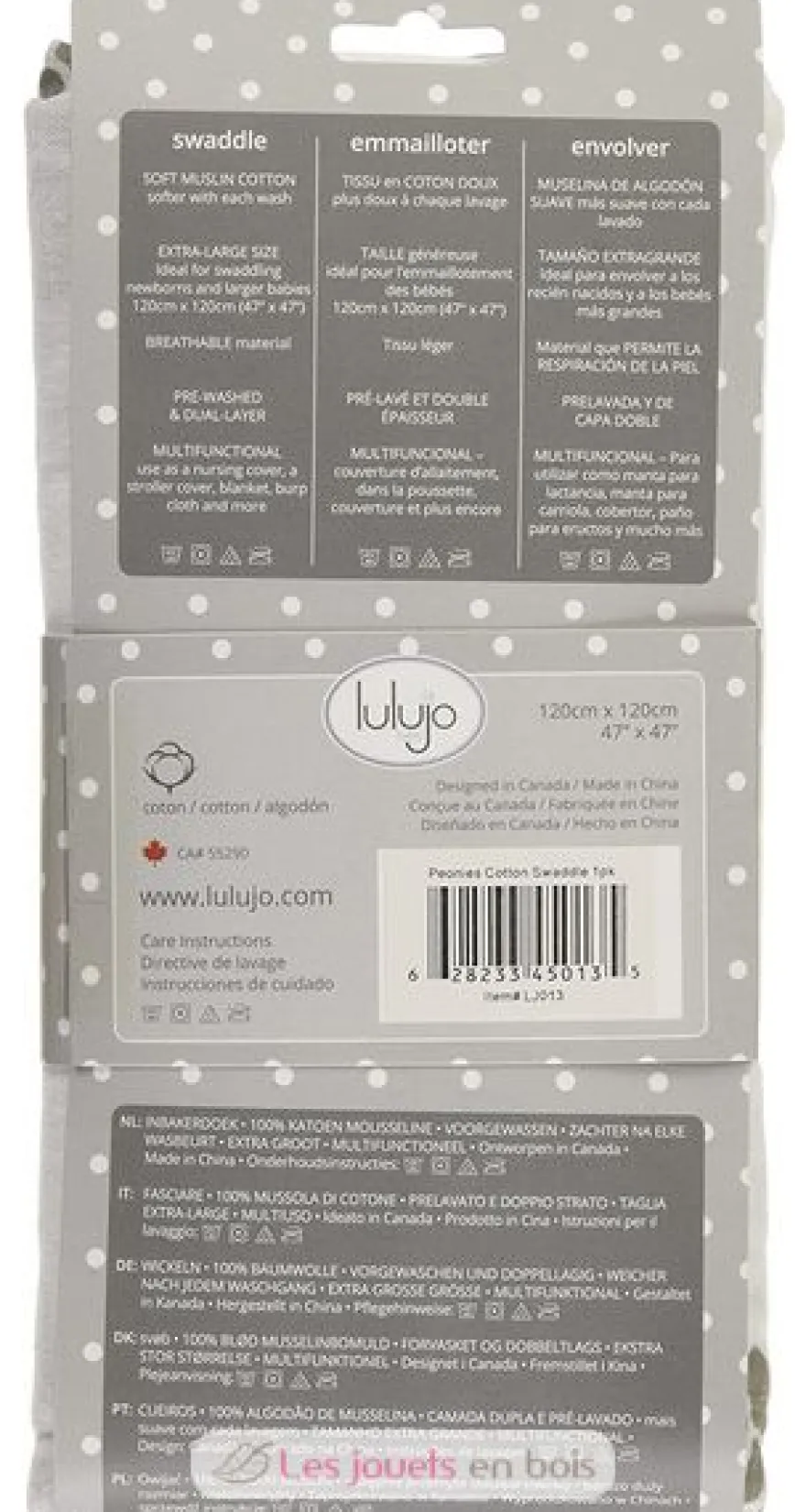 Lange mousseline - Fleurs grises - Lulujo