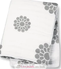 Lange mousseline - Fleurs grises - Lulujo