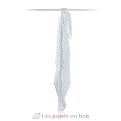 Lange mousseline - Rayures aqua - Lulujo