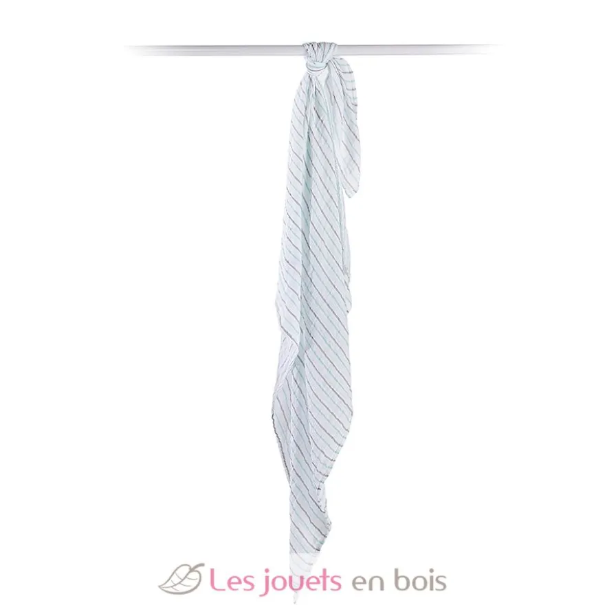 Lange mousseline - Rayures aqua - Lulujo