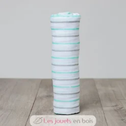 Lange mousseline - Rayures aqua - Lulujo