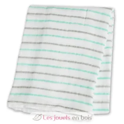 Lange mousseline - Rayures aqua - Lulujo