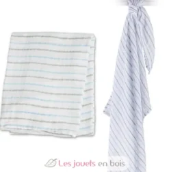 Lange mousseline - Rayures bleues - Lulujo
