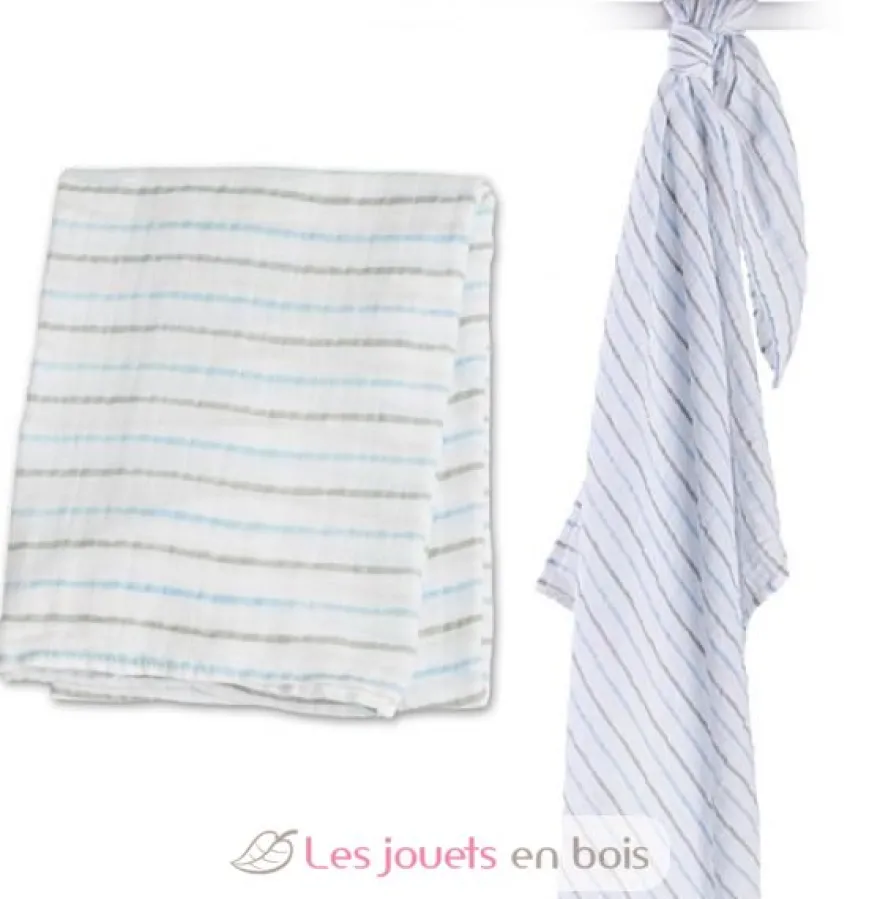 Lange mousseline - Rayures bleues - Lulujo