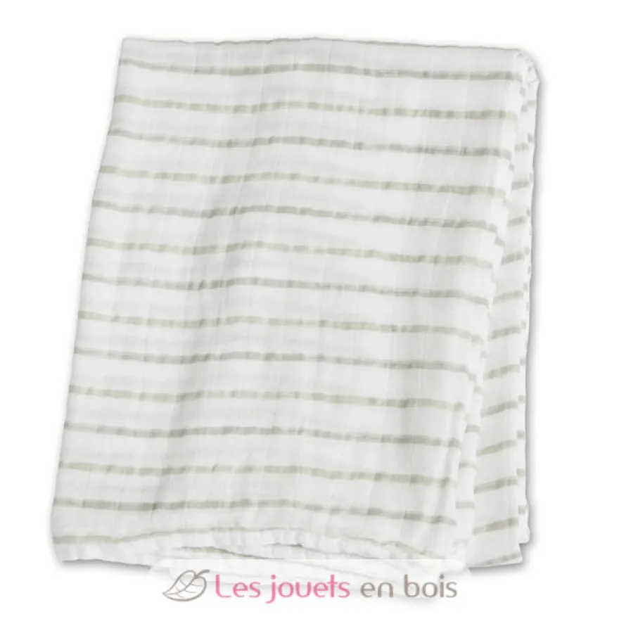 Lange mousseline - Rayures grises - Lulujo
