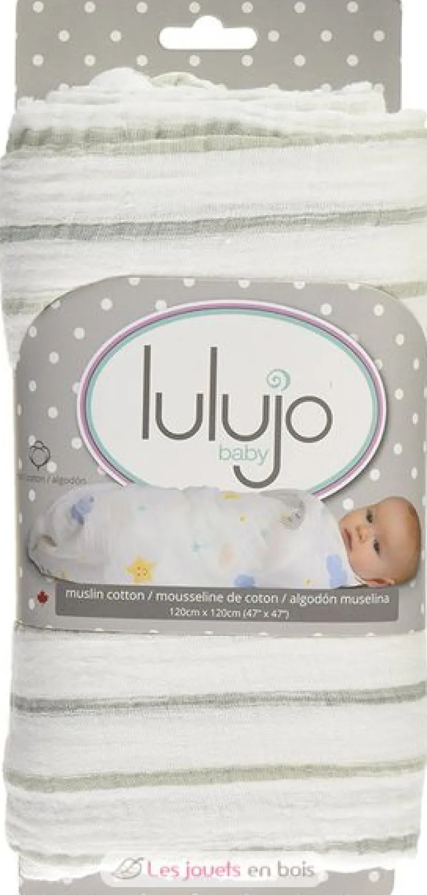 Lange mousseline - Rayures grises - Lulujo