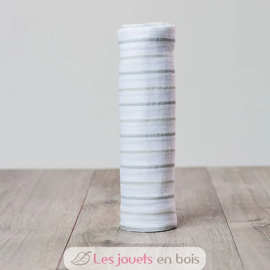Lange mousseline - Rayures grises - Lulujo